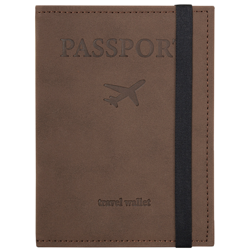 Обложка для паспорта с карманами и резинкой мягкая экокожа "PASSPORT" коричневая BRAUBERG (3 штуки в упаковке)