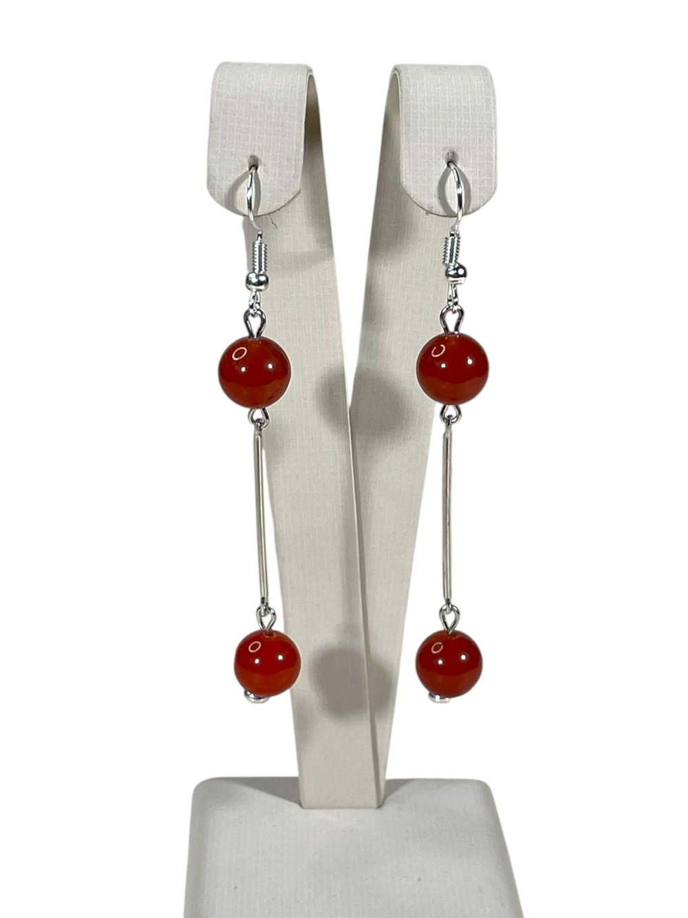 Серьги сердолик с палочкой