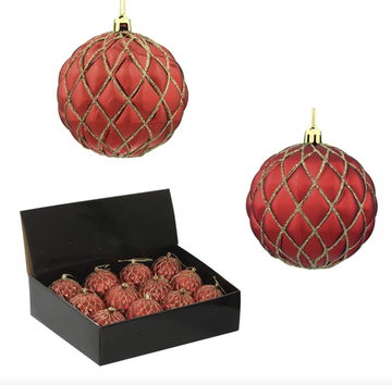 Набор из 12шт Украшение новогоднее Шар "Золотая сетка" 744600, D8 см, L35 W27 H8 см