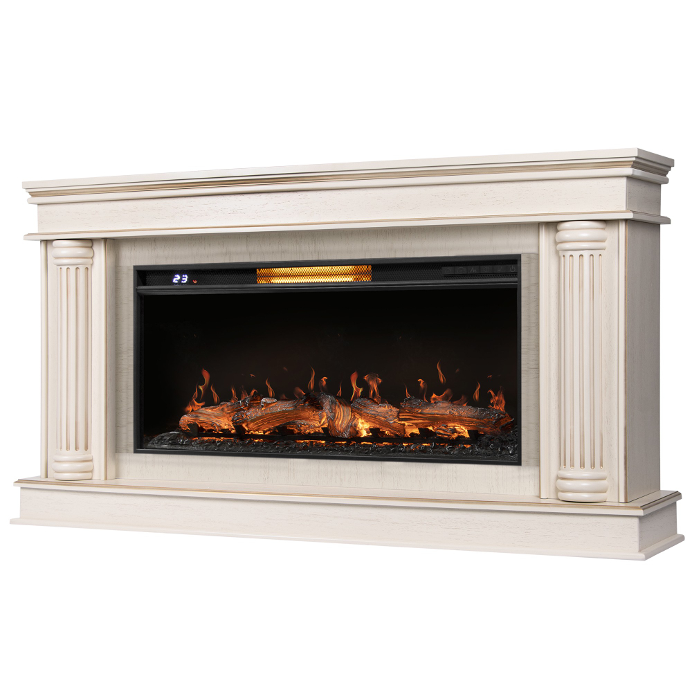 Каминокомплект: Очаг Royal Thermo Aurora RTFP/P-AR40LS, портал Olympia 42/40/36, сл. кость с зол. па