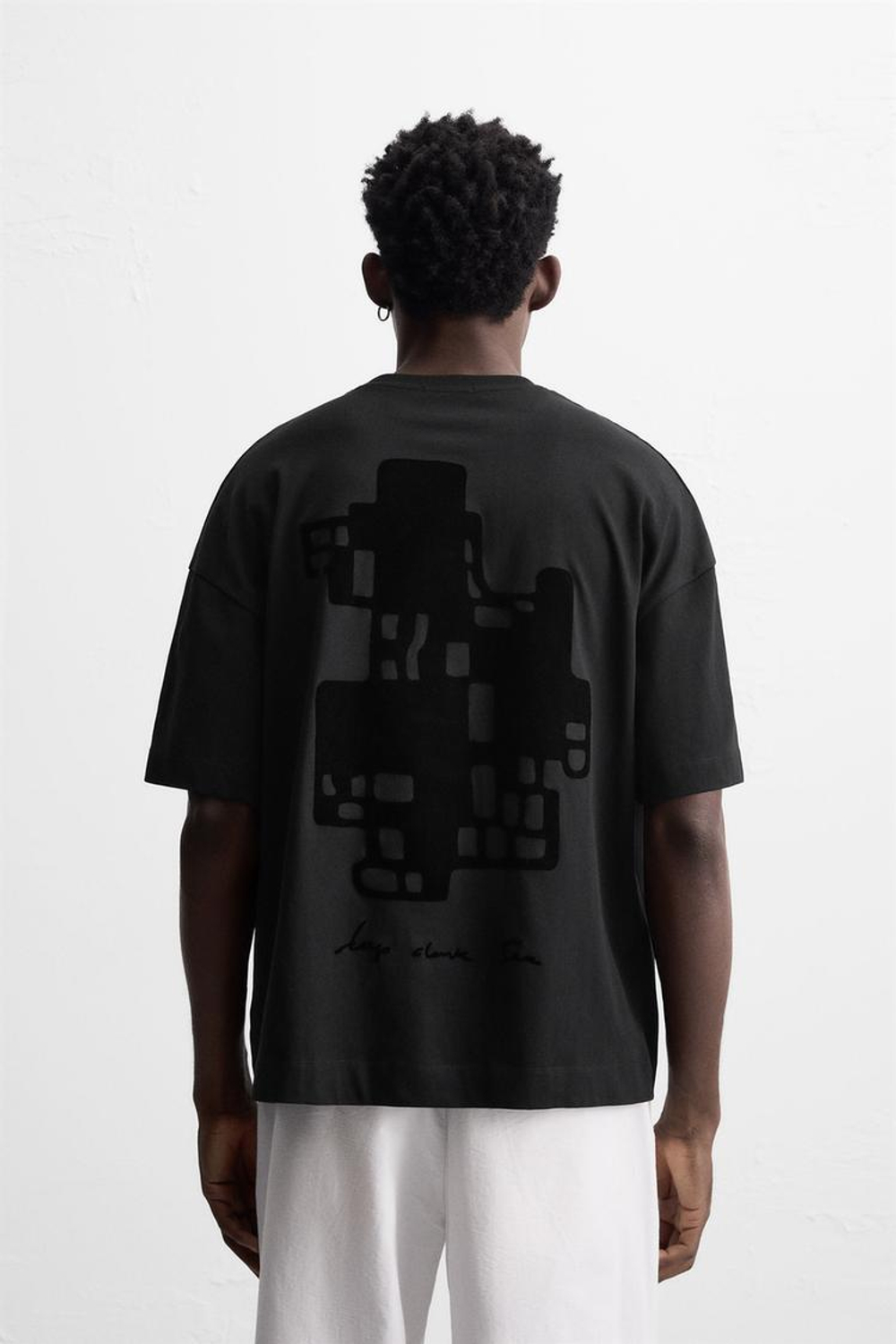 ZARA ФУТБОЛКА С НАДПИСЬЮ, ЧЕРНЫЙ