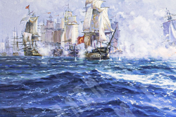 Плотников В. В. Атака русской эскадры Ф. Ф. Ушакова . Холст масло. 2022 г.