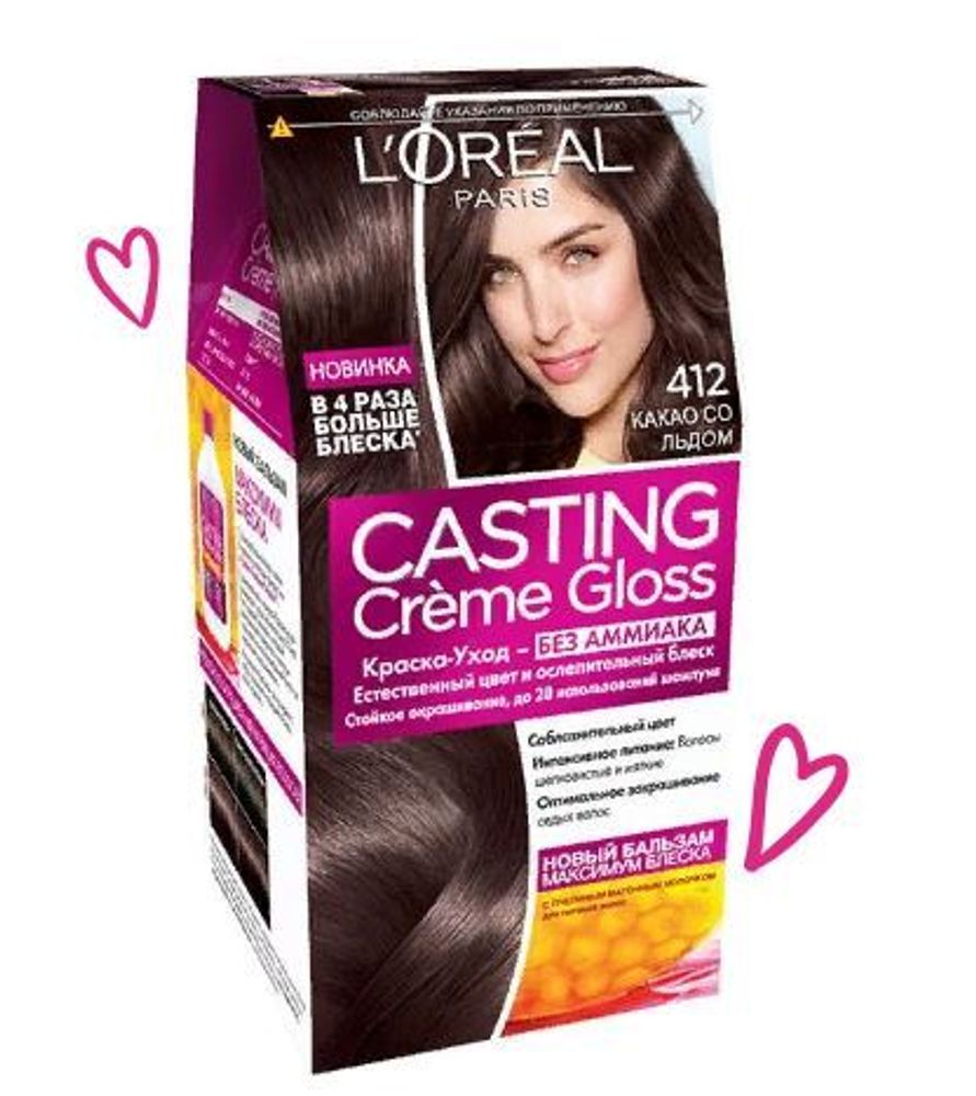 L&#39;Oreal Paris Краска для волос Casting Creme Gloss, тон №412, Какао со льдом, 180 гр