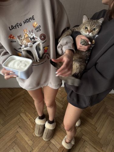 Свитшот с котиками в цвете графит