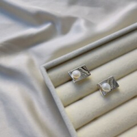 Серьги "Геометрия света" с натуральным жемчугом