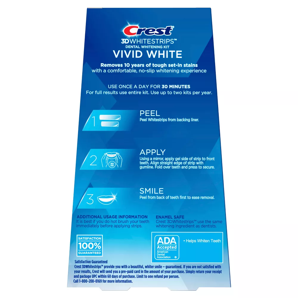 Курс 12 дней | Crest 3D Whitestrips Vivid White – Отбеливающие полоски для зубов