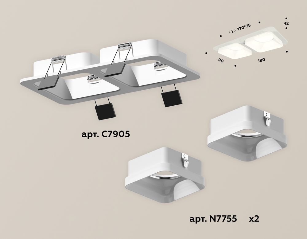 Ambrella Комплект встраиваемого светильника с акрилом MR16 Встраиваемые XC7905013