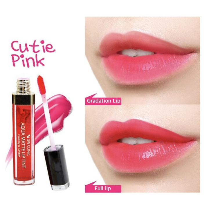 Тинт для губ 3W Clinic #02 Aqua Matte Lip Tint Cutie Pink матовый тон Милый Розовый 6,5 г
