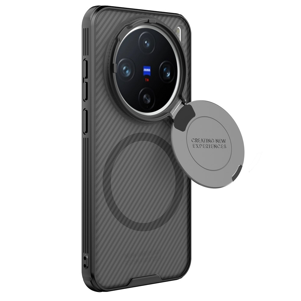 Чехол прозрачный тонированный (Transparent Black) от Nillkin с металлической крышкой и MagSafe на Vivo X200 Pro Mini, серия CamShield Prop Magnetic Case