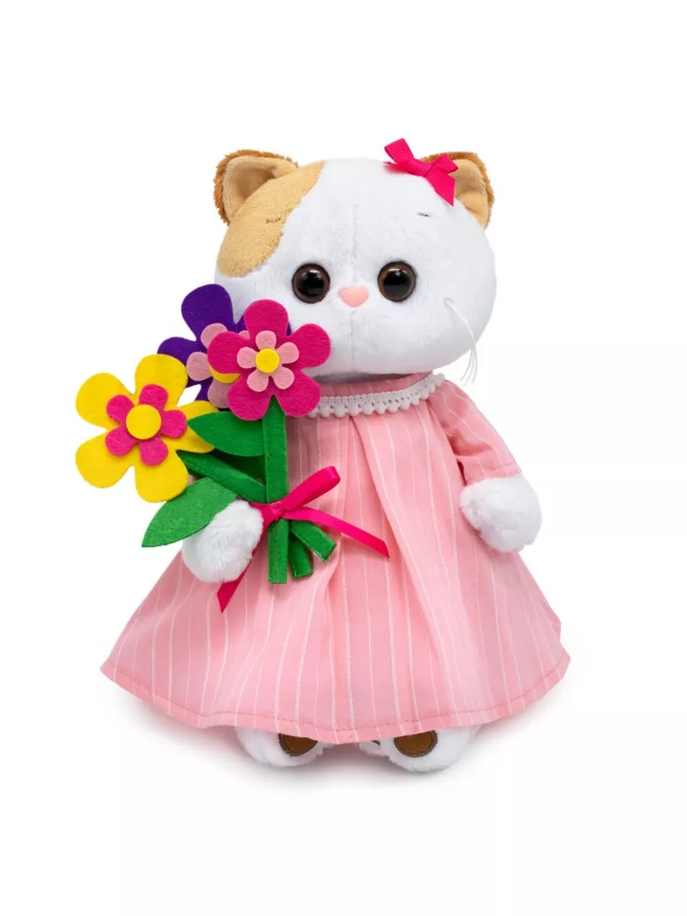 Мягкая игрушка Кошечка Ли Ли в платье и с букетом 24 см