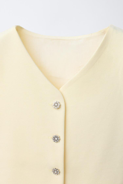 ZARA ЖИЛЕТ БЕЗ РУКАВОВ, СВЕТЛО-ЖЕТЛЫЙ