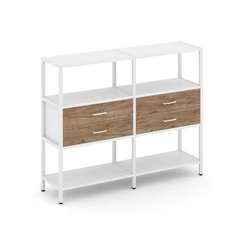 Shelf System Двухсекционный стеллаж трехярусный с ящиками SN.STM-322 Белый/Дуб Табак/Металл Белый 15