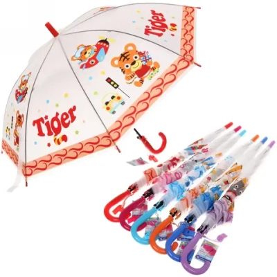 Зонт детский полуавтомат «Ultramarine - Весёлые зверята», микс 6 цветов, 8 спиц, d-98см, длина в слож. виде 65см