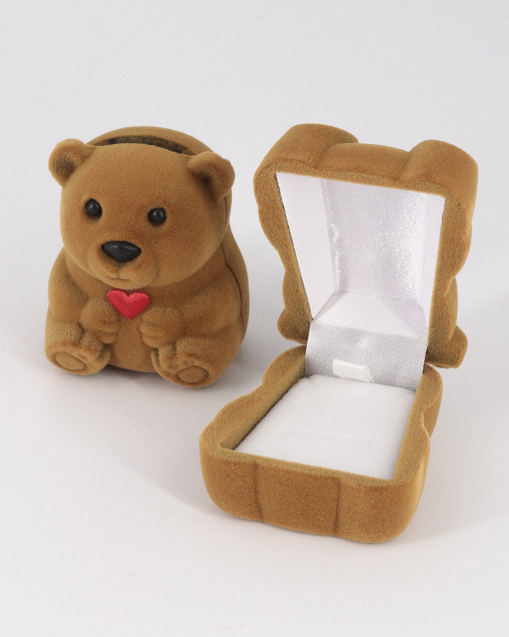 Футляр «Детская» мишка с сердечком для кольца, серёг и подвески