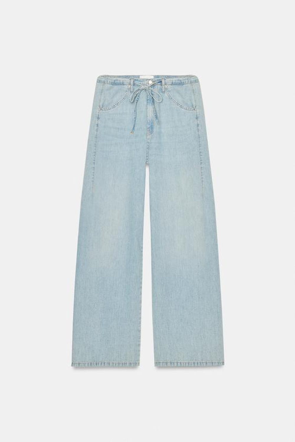 ZARA СВОБОДНЫЕ ДЖИНСЫ TRF, ГОЛУБОЙ