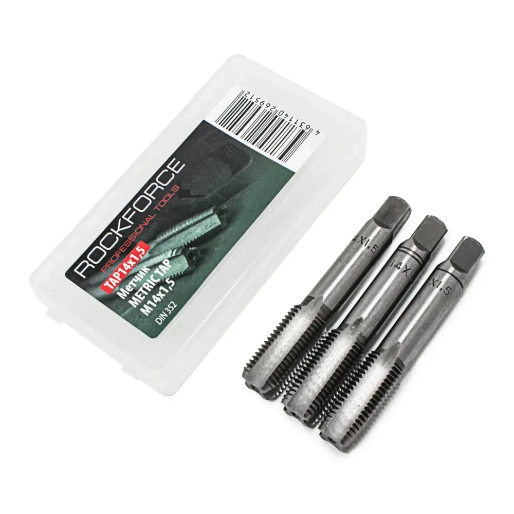 Метчик M14x1,5 (3шт), в пластиковом футляре RockForce##Rock FORCE RF-TAP14x1,5