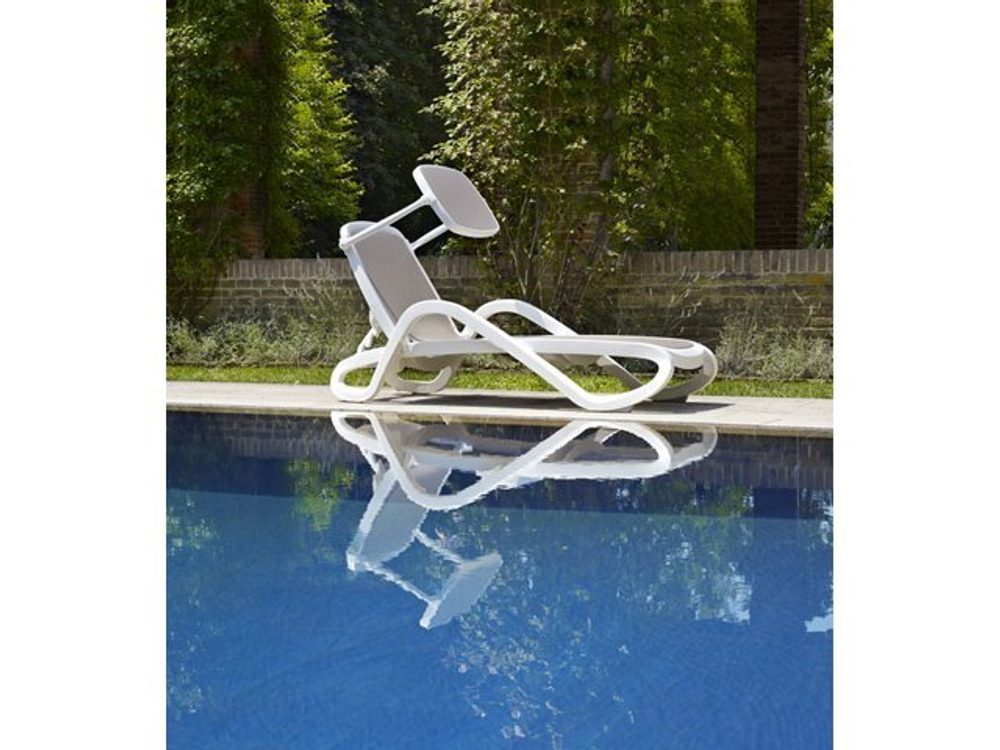 Шезлонг-лежак пластиковый Nardi Alfa, белый, тортора