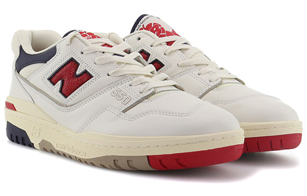 AIME LEON DORE x New Balance NB 550 Joint Breathable Lightweight Balance Low Help Retro Basketball Shoes White and Red