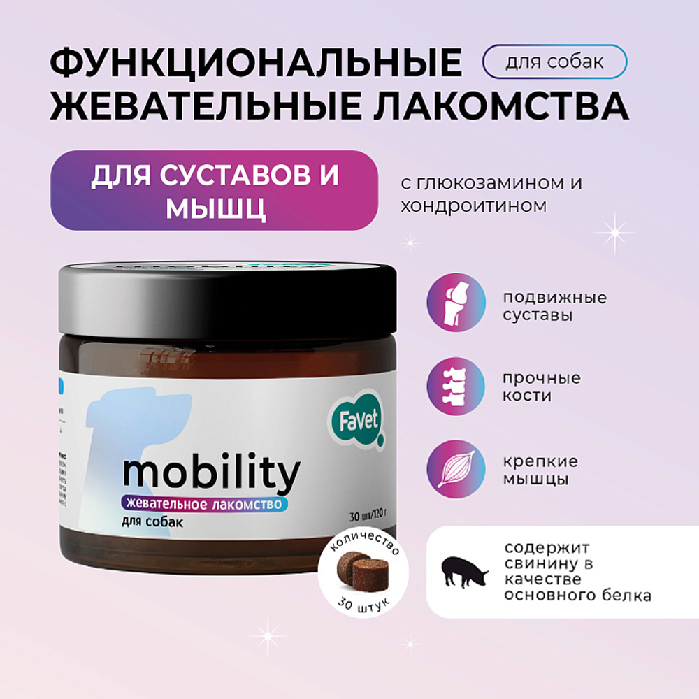 Функциональное лакомство Favet PetPantel Soft Chews для мышц и суставов для собак, 120г