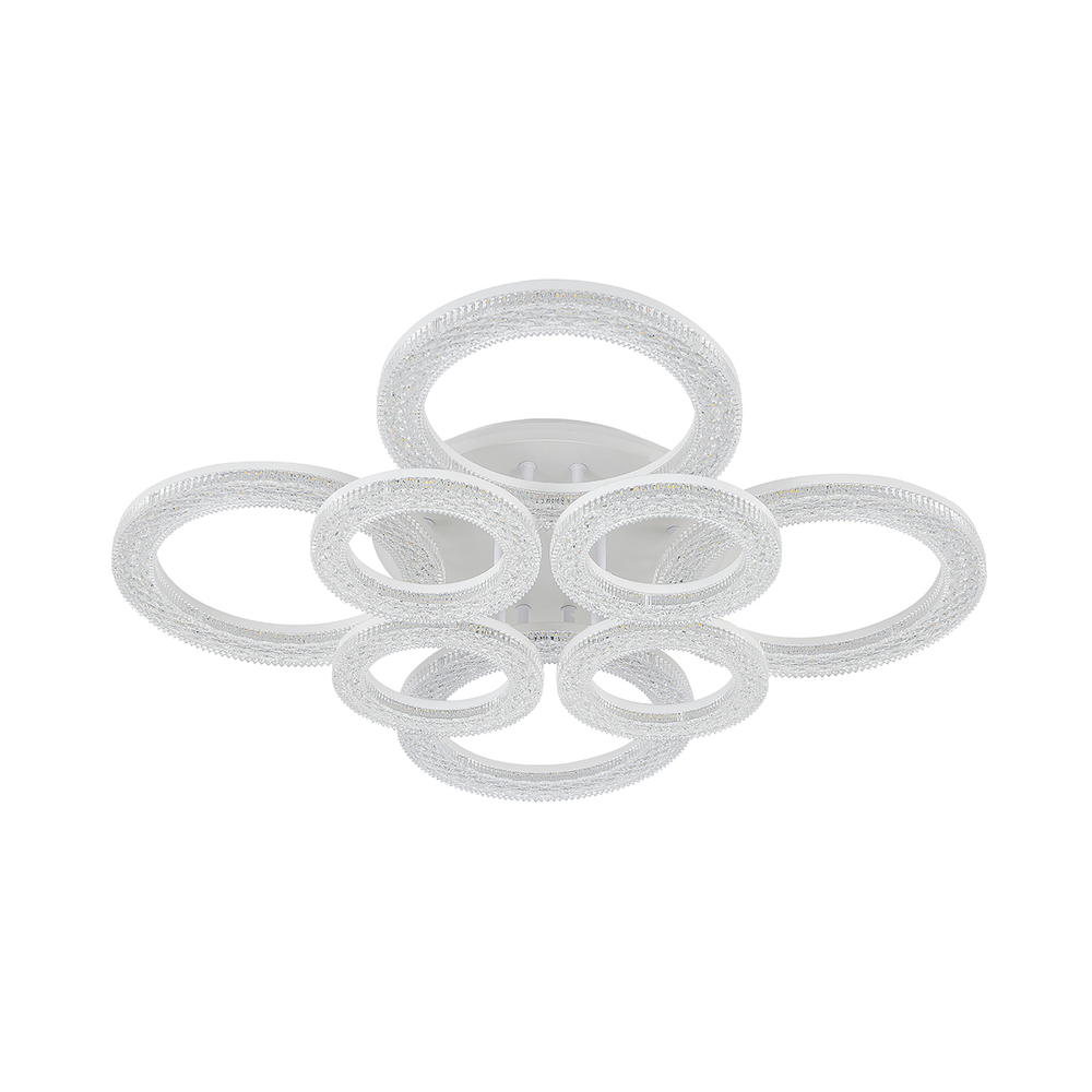 Потолочный светодиодный светильник 110Вт, 7700лм, 3000-6000K, Ra>80, плавная регулировка мощности, изменение цветовой температуры, пульт, металл/акрил, белый/прозрачный