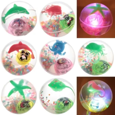 Мяч 6,5 см «Подводный мир» (попрыгун с водой и подсветкой) СТИКЕР НА ВЛОЖЕНИЕ