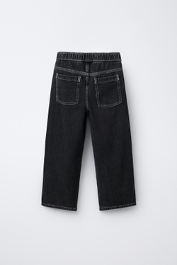 ZARA ДЖИНСЫ BALLOON С КОНТРАСТНОЙ СТРОЧКОЙ, ЧЕРНЫЙ