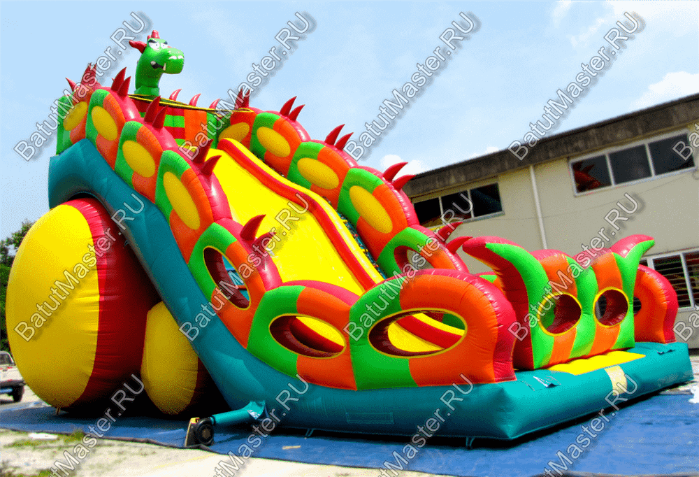 Батут-горка "Дракон 3" с шипами, два входа 11*6*8,5 м