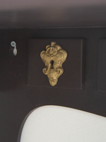 Полка  "Комодик" серая с лепниной и белой патиной, 50х15см.