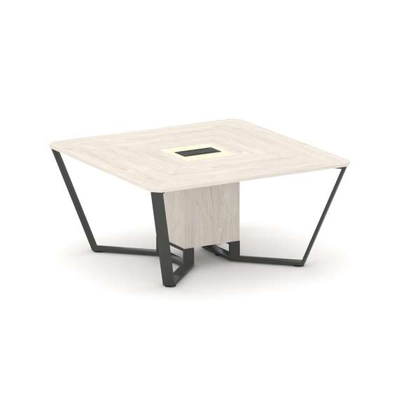 Steel Meet Стол переговорный квадратный KM-PR.B.SP-08 Денвер Светлый/Ваниль Глянец/Металл Антрацит 1