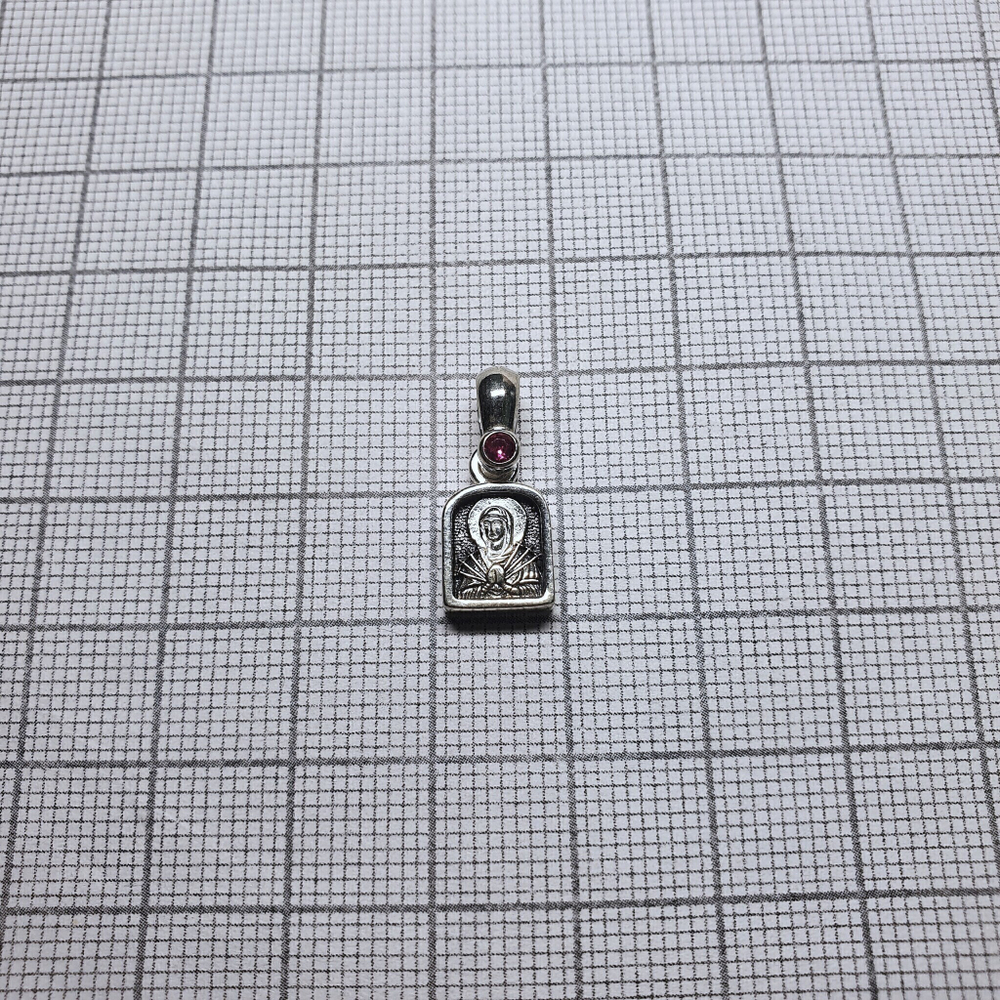 Образок из серебра/Чернение/С подвижным ухом/Александр Невский/Со вставкой из фианитов