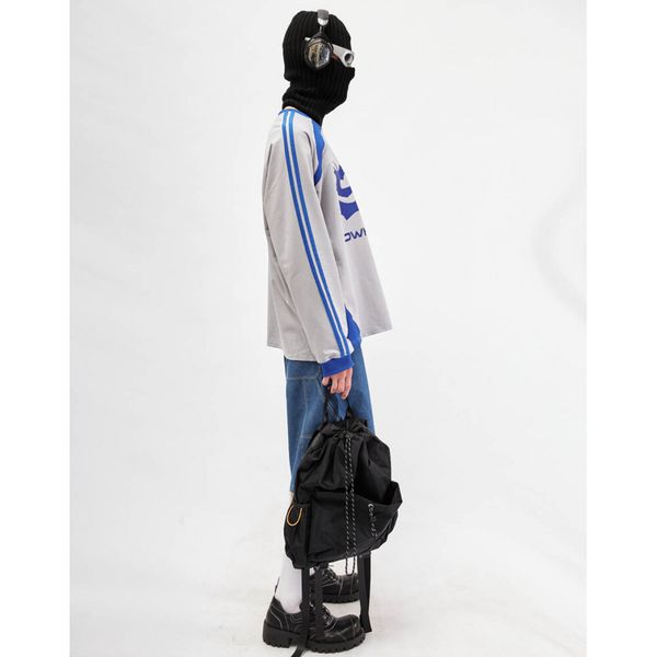 Лонгслив джерси серый / синий - фото 5