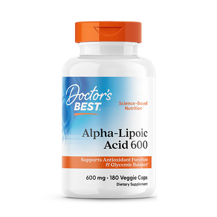 Альфа-липоевая кислота, Doctor&#39;s Best Alpha-Lipoic Acid 600 мг, 180 вегетарианских капсул