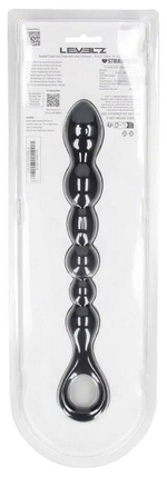 Черная силиконовая цепочка Beaded Snake Silicone Anal Probe with Loop - 26 см. (Цвет: черный)