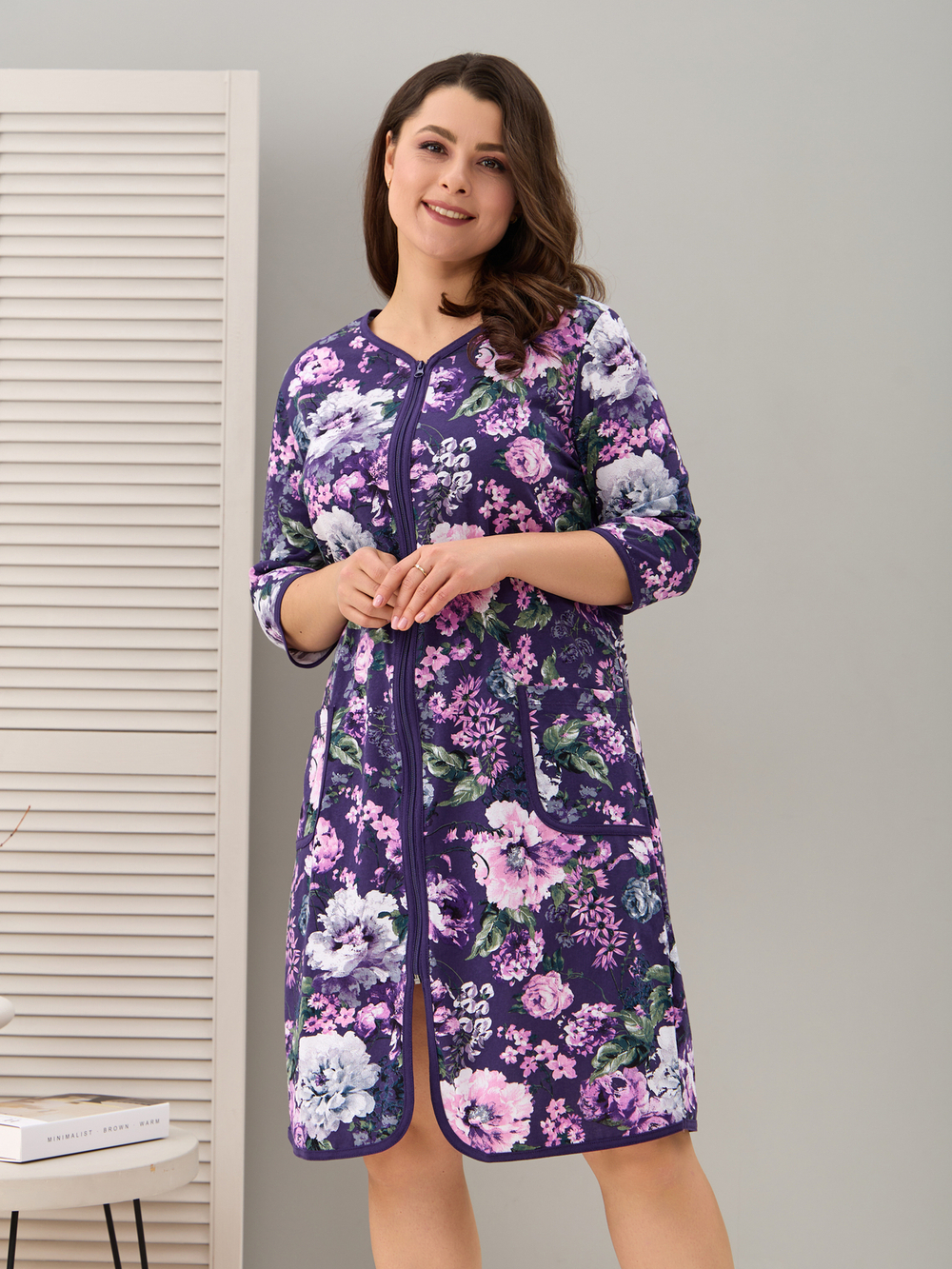 Халат Х-262/баклажан-цветущийсад