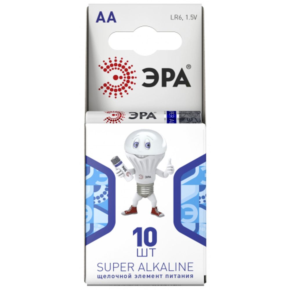 Батарейки ЭРА LR6-10BL компактный SUPER Alkaline | Батарейки Щелочные (Алкалиновые)