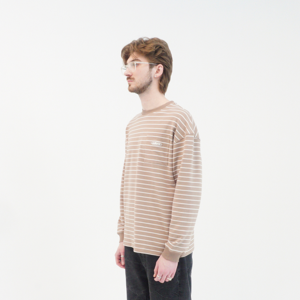 Лонгслив Uniform relaxed pocket stripe бежевый