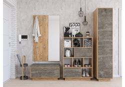 Шкаф Эго П-1 на подиуме дуб крафт золотой / камень темный