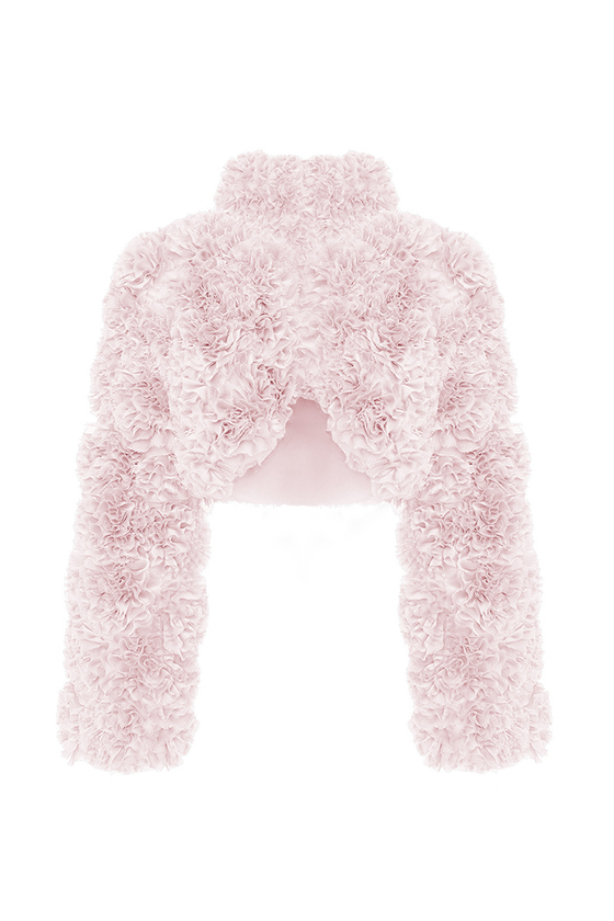 Укороченный жакет из шифона с оборками