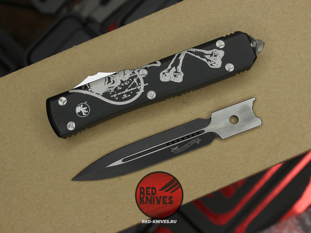 Клинок для Microtech Ultratech Ultratech Death Card D/E "Memento Mori" A+++ - черный