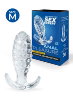 Прозрачная анальная пробка с шишечками - 8 см.