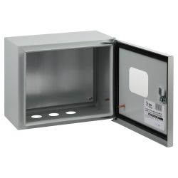 Корпус металлический ЭРА SIMPLE ЩМПг-02 с окном (250х300х175) IP54 У2 серый | Корпуса металлические с монтажной панелью