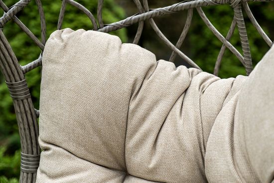 "Венеция" подвесное кресло-кокон из искусственного ротанга, цвет серый с бежевой подушкой