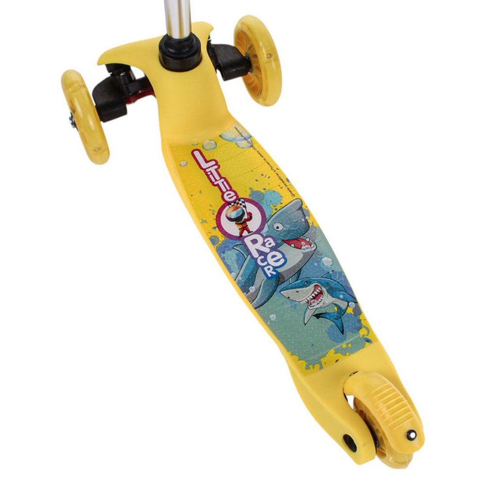 Самокат 3х кол. желтый, 55см, макс.высота ручки 62см. колеса PU свет, макс.вес 45кг.