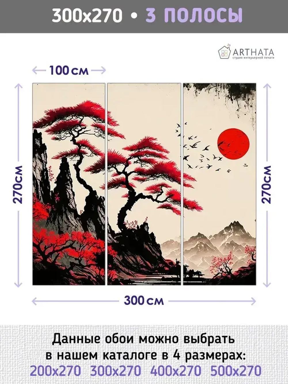 Фотообои Япония иллюстрация 300х270 см для оформления стен в гостиной