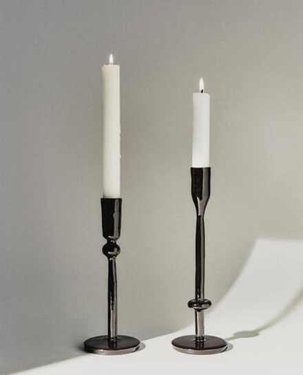 Zara Home Подсвечник из металла, цвет чёрный, 20 см