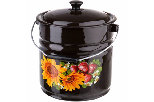 Ведро эмалированное цилиндр 12л с крышкой