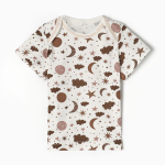 Фуфайка (футболка) детская цвет молочный/звезды р. 86 10243046 (Юниор Текстиль), 1 шт.