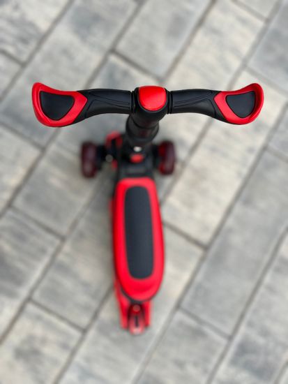 Самокат-беговел со светящимися колёсами 3 в 1 Scooter Micar Moby Black-Red