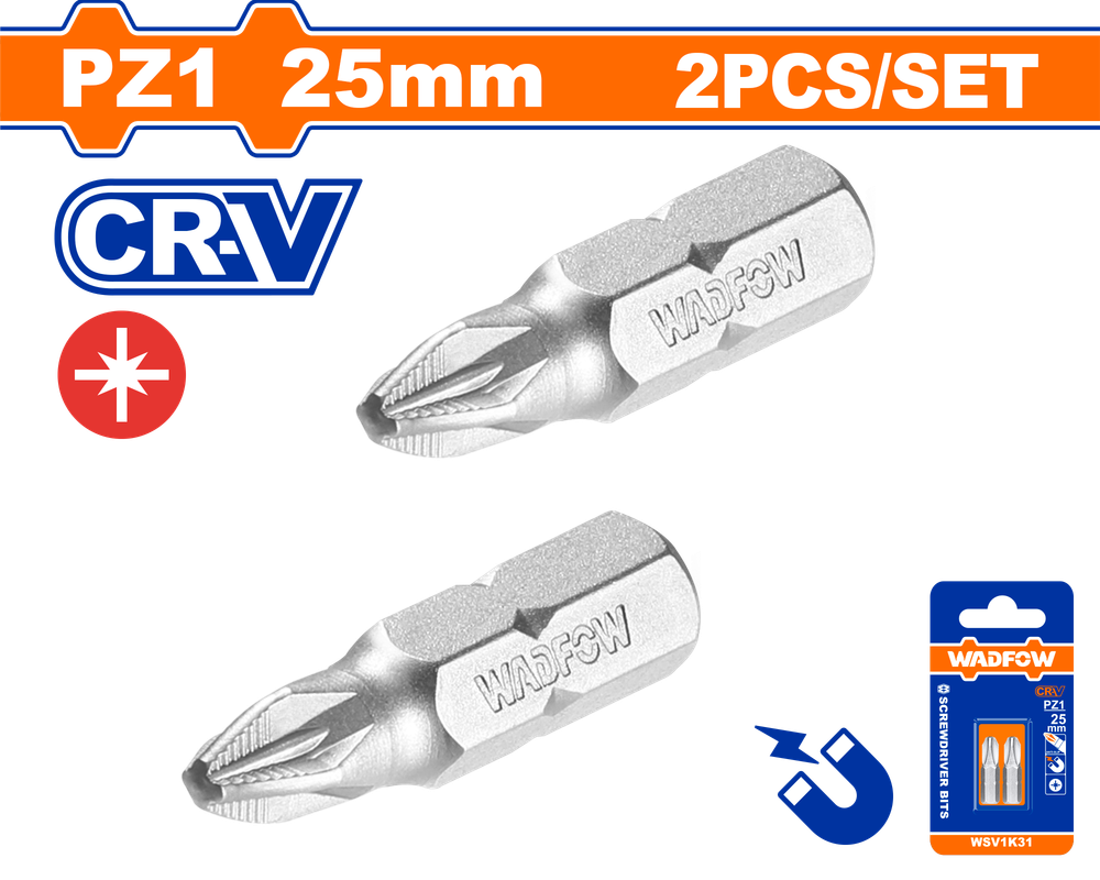 Набор бит WADFOW WSV1K31 PZ1x25 мм 2 шт.
