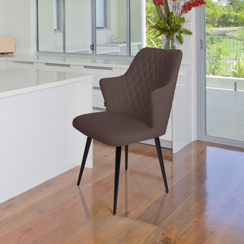 Стул поворотный на 360 градусов Hunt ромб, велюр шоколад maxx 232 / чёрный конус